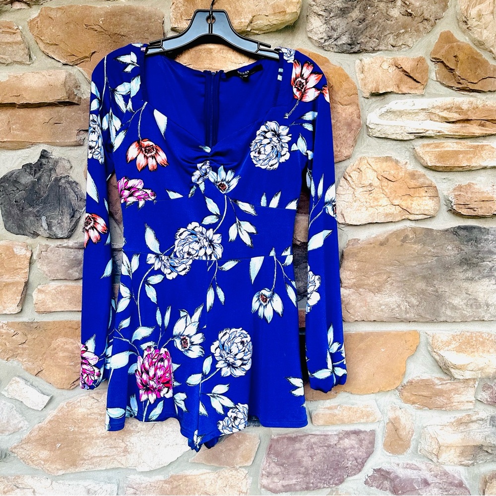 GUESS FLORAL ROMPER COSMIC DEEP INK - Picture 8 of 13